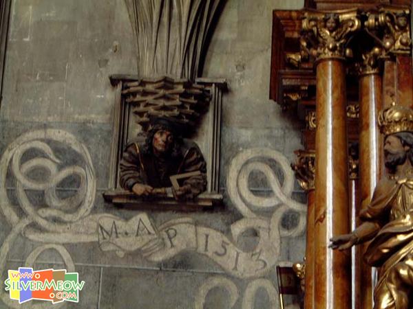 奥地利维也纳 圣士堤反教堂 Stephansdom 匹尔葛拉姆雕像 Anton Pilgram