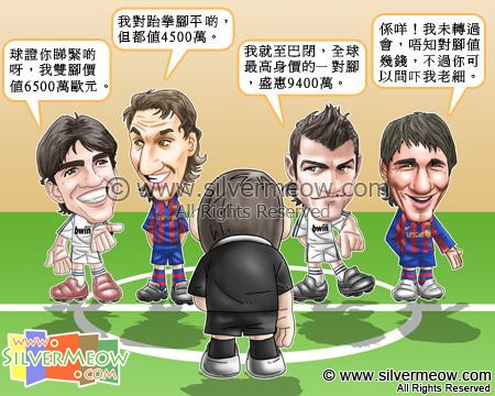 Football Comic Nov 09 - Barcelona vs Real Madrid:Kaka, Zlatan Ibrahimovic, Cristiano Ronaldo, Lionel Messi