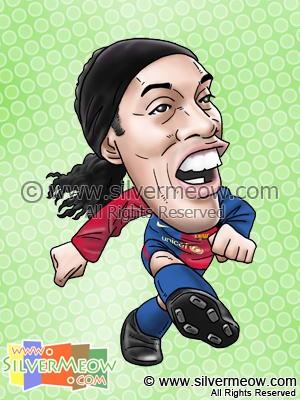 足球球星肖像漫画 - 罗纳尔迪尼奥 (巴塞罗那)