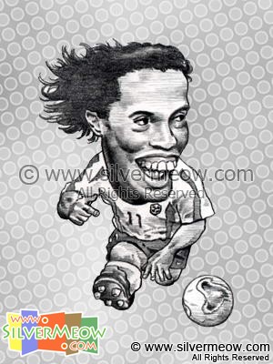 足球球星肖像漫画 - 罗纳尔迪尼奥 (巴西)